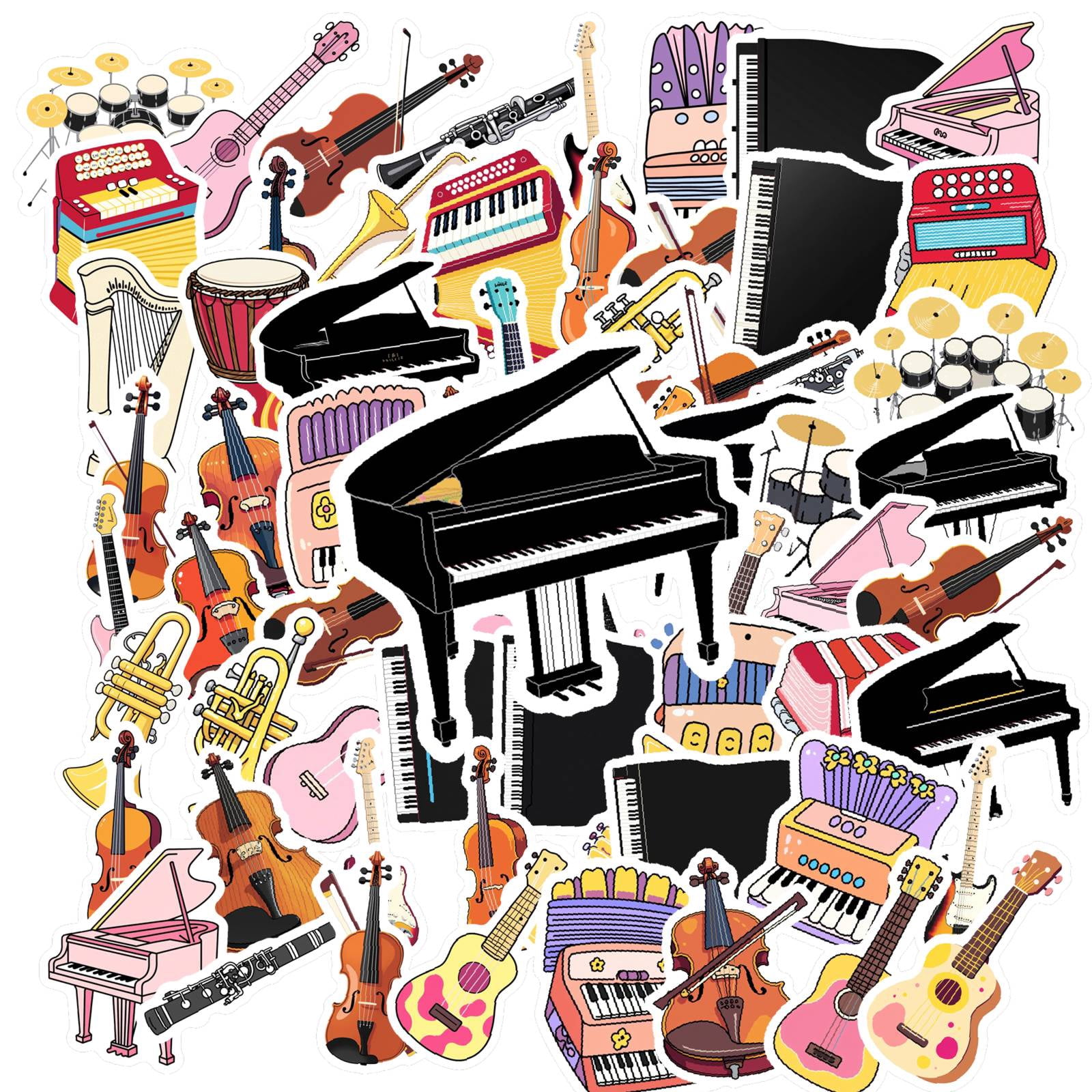 Stickers Intsrument 35pcs-150pcs Colorful Instrument Stickers Fun Music Stickers Cartoon ...