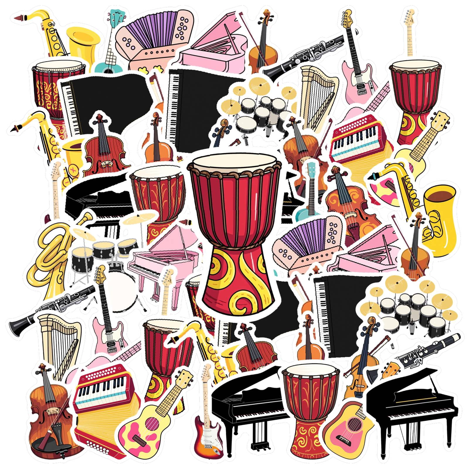 Stickers Intsrument 35pcs-150pcs Colorful Instrument Stickers Fun Music Stickers Cartoon ...