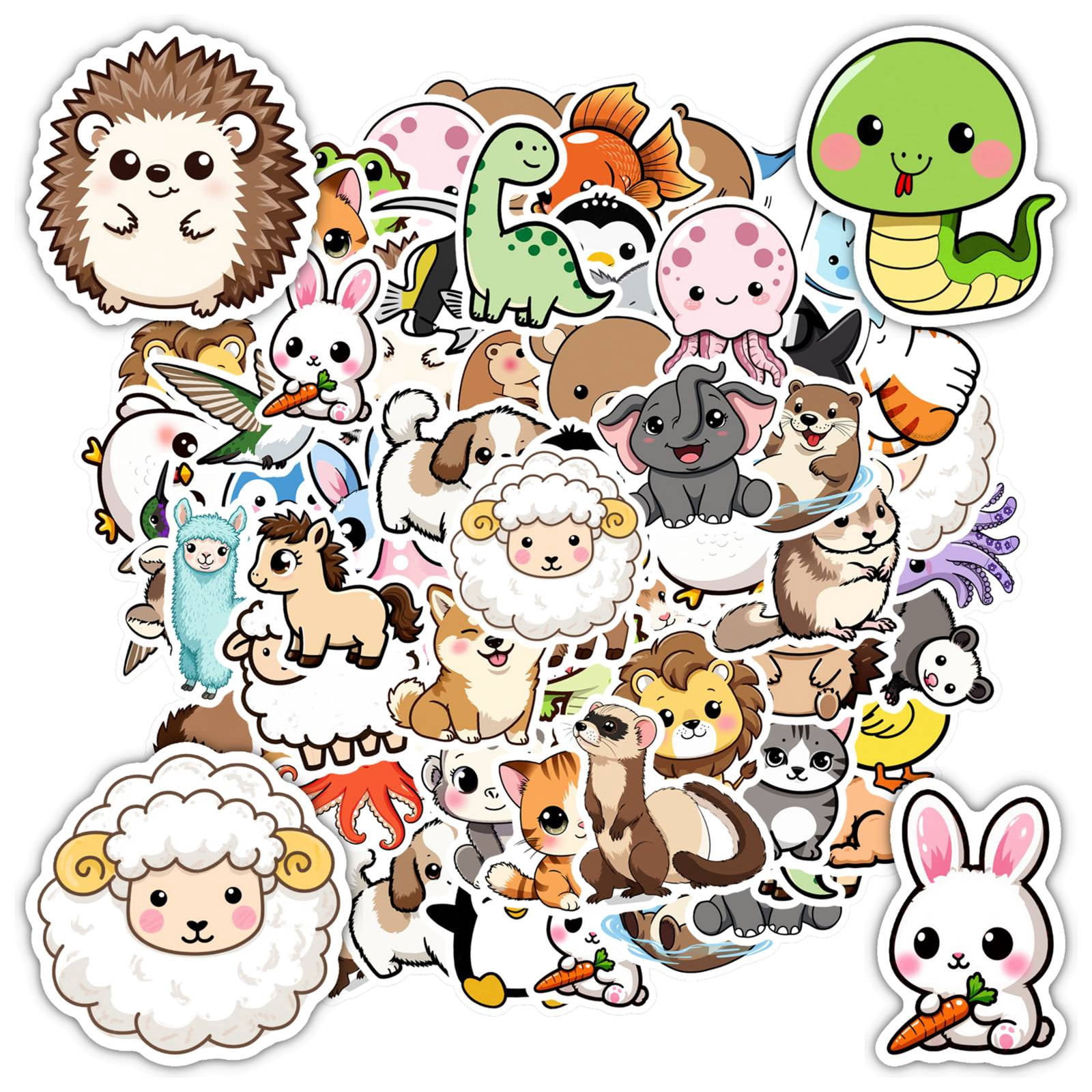 35pcs-50pcs Adorable Animal Stationery Stickers PVC Stickers Kids ...