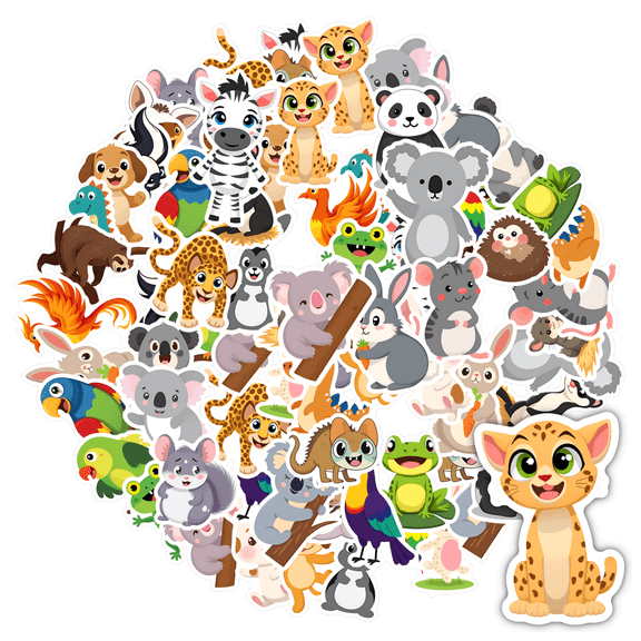 35pcs-50pcs Adorable Animal Stickers Cute Cartoon Stickers Children Stickers for Laptops Notebooks Suitcases