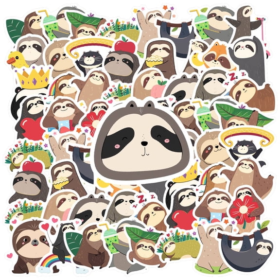 35pcs-50pcs Adorable Sloth Stickers Animal Gift Stickers Chill Cartoon Stickers for Laptops Suitcases Notebooks