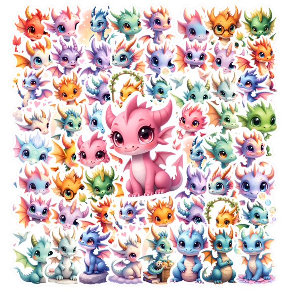 35pcs-50pcs Adorable Stationery Stickers Mythical Kids Stickers Cute Animal Stickers for Luggage Phone