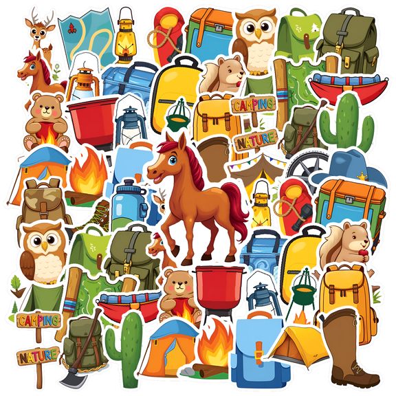 35pcs-50pcs Adorable Stickers Camping Stickers Nature Stickers Adventure Stickers for Suitcases Laptops Phones