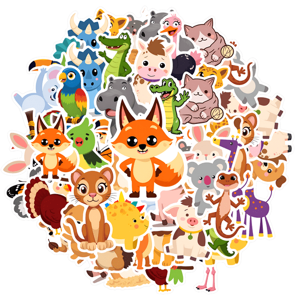 35pcs-50pcs Animal Stickers Kids Stickers Cute PVC Stickers for Laptops Suitcases Notebooks