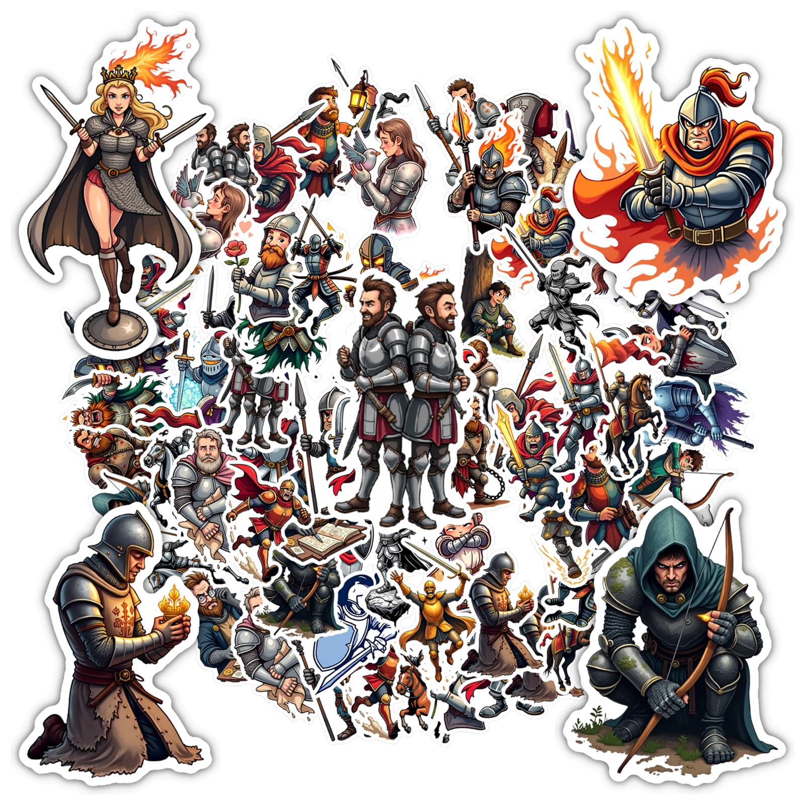 35pcs-50pcs Armored Stickers Stationery Stickers Heroic Warrior ...