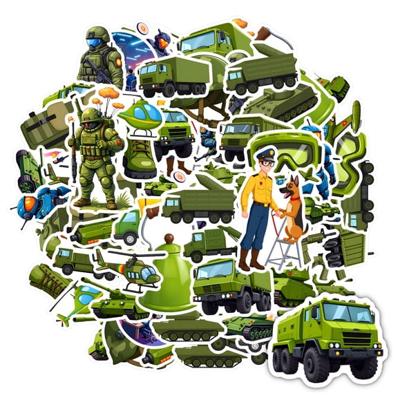 35pcs-50pcs Army Stickers Military Vehicles Cartoon Stickers Soldier Stickers for Laptops Suitcase Notebook
