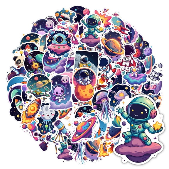 35pcs-50pcs Astronaut Stickers Space Kids Stickers Planets PVC Sticker Graffiti Decals for Phone Laptop Suitcase