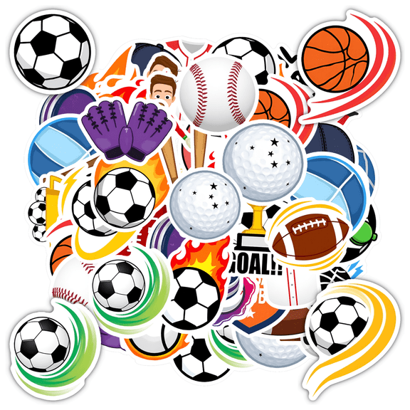 35pcs-50pcs Athletic Stickers Sports Trophy Stickers PVC Kids Stickers for Laptops Suitcase Phone