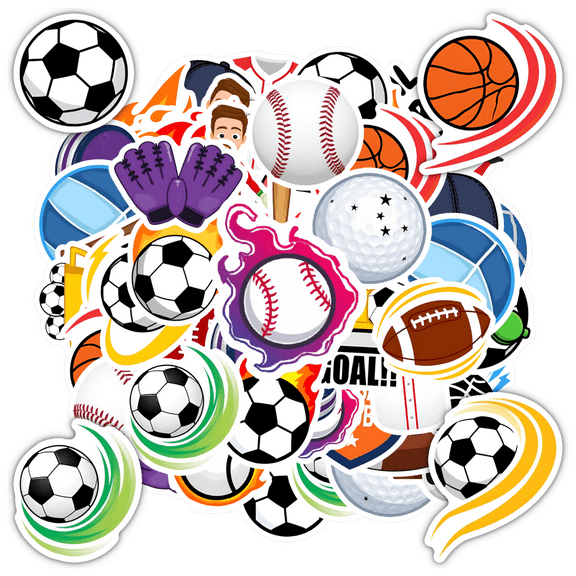 35pcs-50pcs Athletic Stickers Sports Trophy Stickers PVC Kids Stickers for Laptops Suitcase Phone