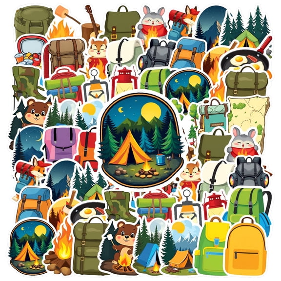 35pcs-50pcs Backpack Stickers Animal Exploration Stickers Camping Funny Stickers for Laptops Suitcases Guitars