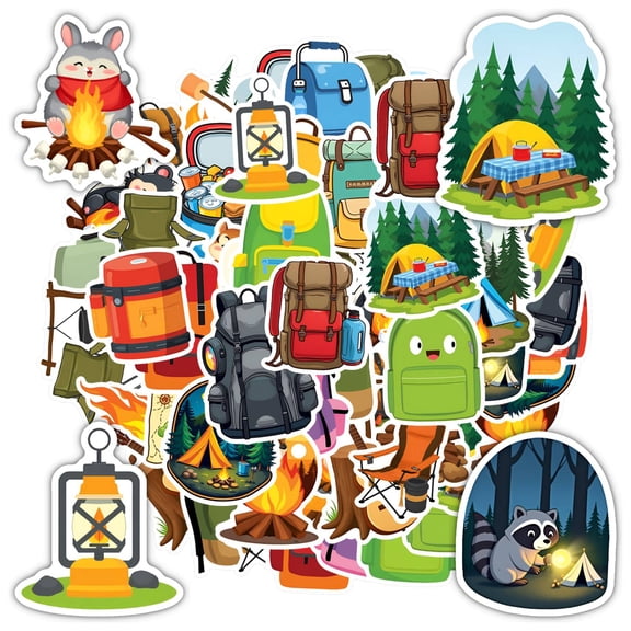 35pcs-50pcs Backpack Stickers Animal Exploration Stickers Camping Funny Stickers for Laptops Suitcases Guitars
