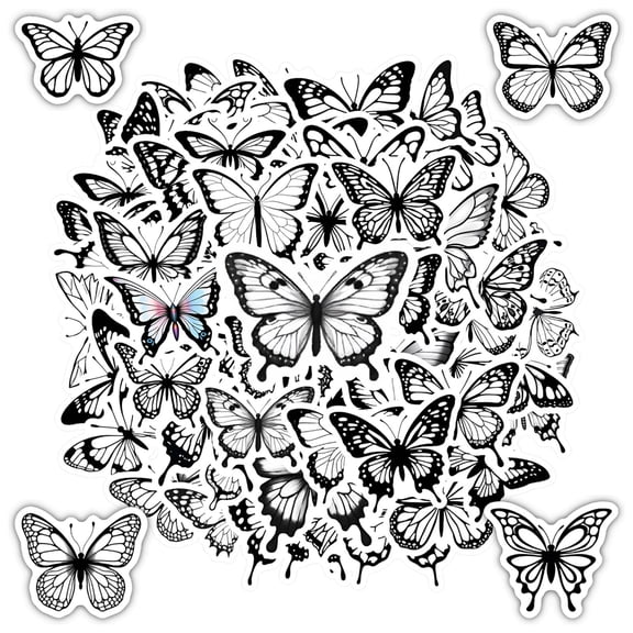 35pcs-50pcs Black Butterfly Stickers Elegant Stationery Stickers Wings Nature Stickers for Laptops Suitcases Notebooks