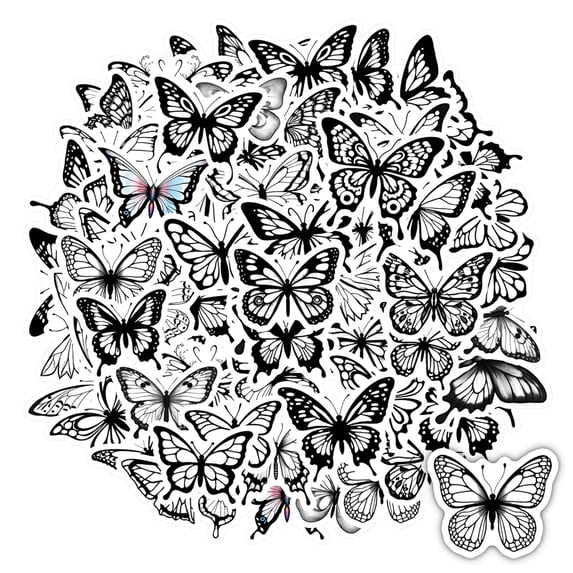 35pcs-50pcs Black Butterfly Stickers Elegant Stationery Stickers Wings Nature Stickers for Laptops Suitcases Notebooks