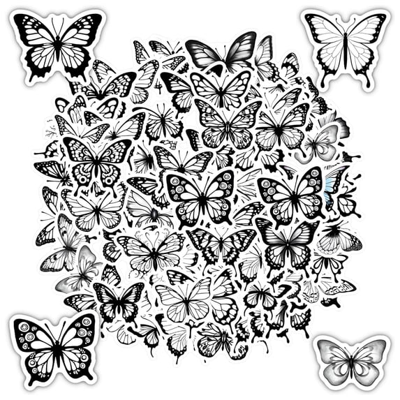 35pcs-50pcs Black Butterfly Stickers Elegant Stationery Stickers Wings Nature Stickers for Laptops Suitcases Notebooks