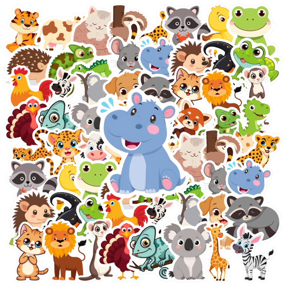 35pcs-50pcs Cartoon Animal Stickers Funny Kids Stickers Graffiti Stickers for Suitcase Laptop Phone