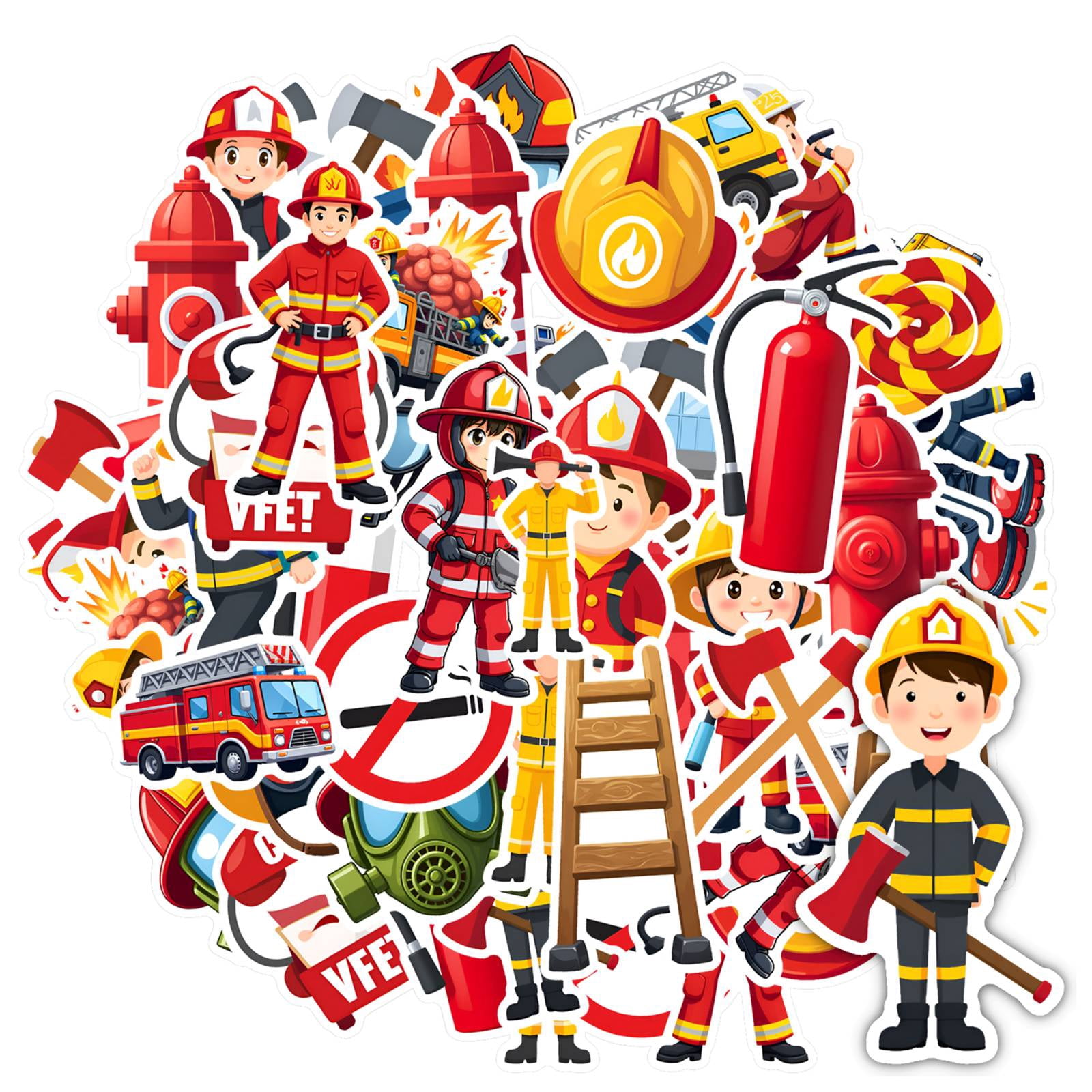 35pcs-50pcs-cartoon-firefighter-stickers-emergency-stickers-funny