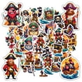 thumbnail image 1 of 35pcs-50pcs Cartoon Pirate Stickers Adventure Skeleton Stickers Nautical PVC Stickers for Laptops Suitcases Notebooks, 1 of 9