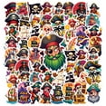 thumbnail image 1 of 35pcs-50pcs Cartoon Pirate Stickers Adventure Skeleton Stickers Nautical PVC Stickers for Laptops Suitcases Notebooks, 1 of 9