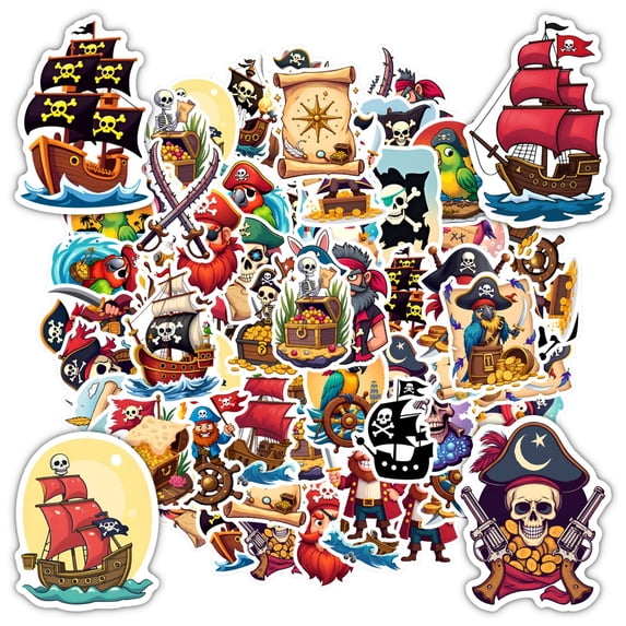 35pcs-50pcs Cartoon Pirate Stickers Skull Stickers Funny Stickers Animal Stickers for Notebook Suitcase Guitar