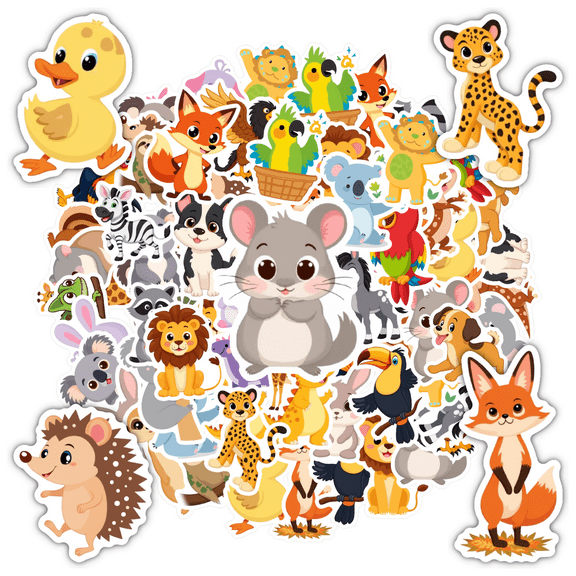 35pcs-50pcs Cartoon Stationery Stickers Animal Kids Stickers Toys Vinyl Kids Stickers for Guitar Suitcase Luggage