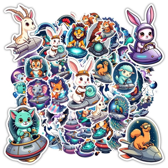 35pcs-50pcs Cartoon Stickers Animal Decals Funny Stickers Space Sticker Pack for Luggage Suitcase Laptop
