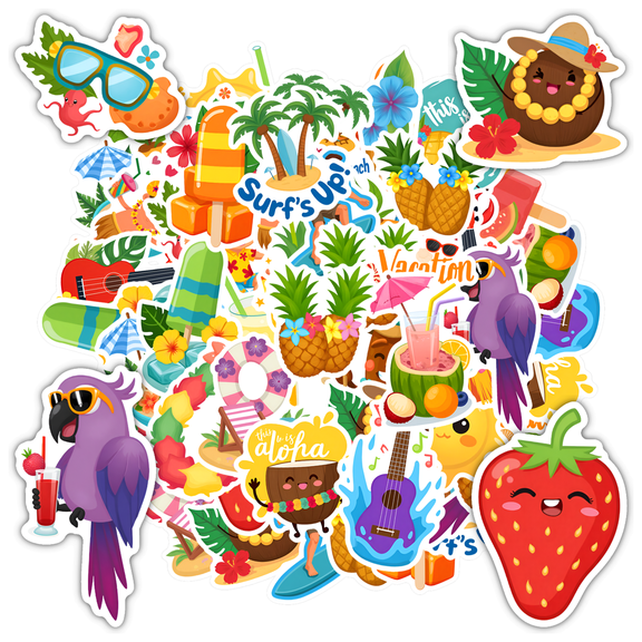 35pcs-50pcs Cartoon Stickers Animal Surf Stickers Vacation Stickers for Luggage Notebook Suitcase