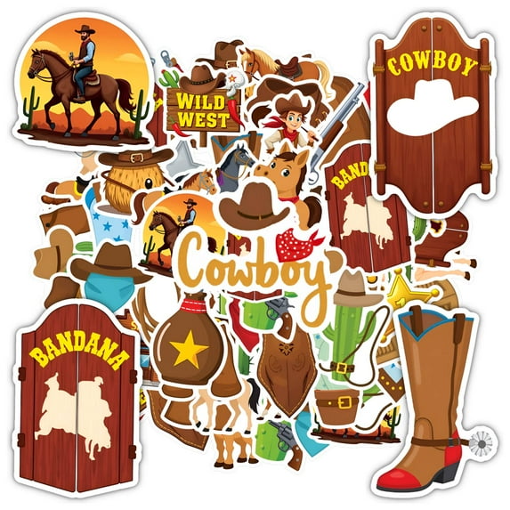 35pcs-50pcs Cartoon Stickers Cowboy Stickers Animal Stickers Funny Decals for Laptops Suitcase Guitars
