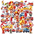 thumbnail image 1 of 35pcs-50pcs Cartoon Stickers Firefighter Kids Stickers Emergency Vehicles Funny Stickers for Notebooks Luggage, 1 of 9