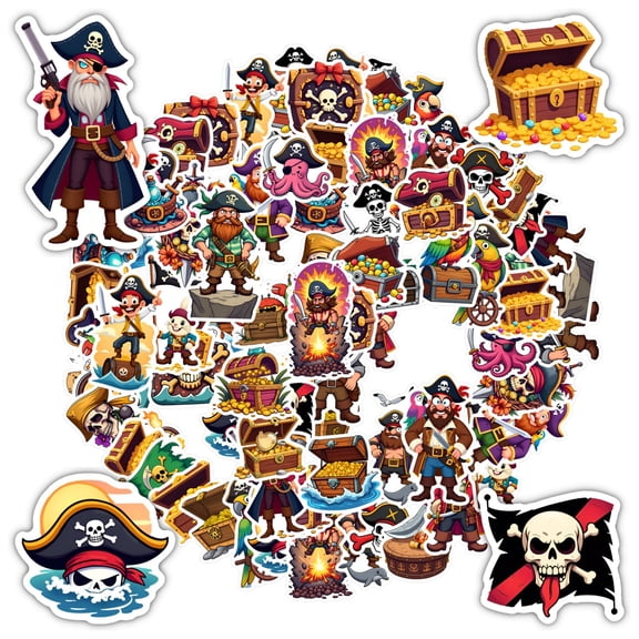 35pcs-50pcs Cartoon Stickers Pirate Stickers Skull Stickers Treasure for Luggage Fridge