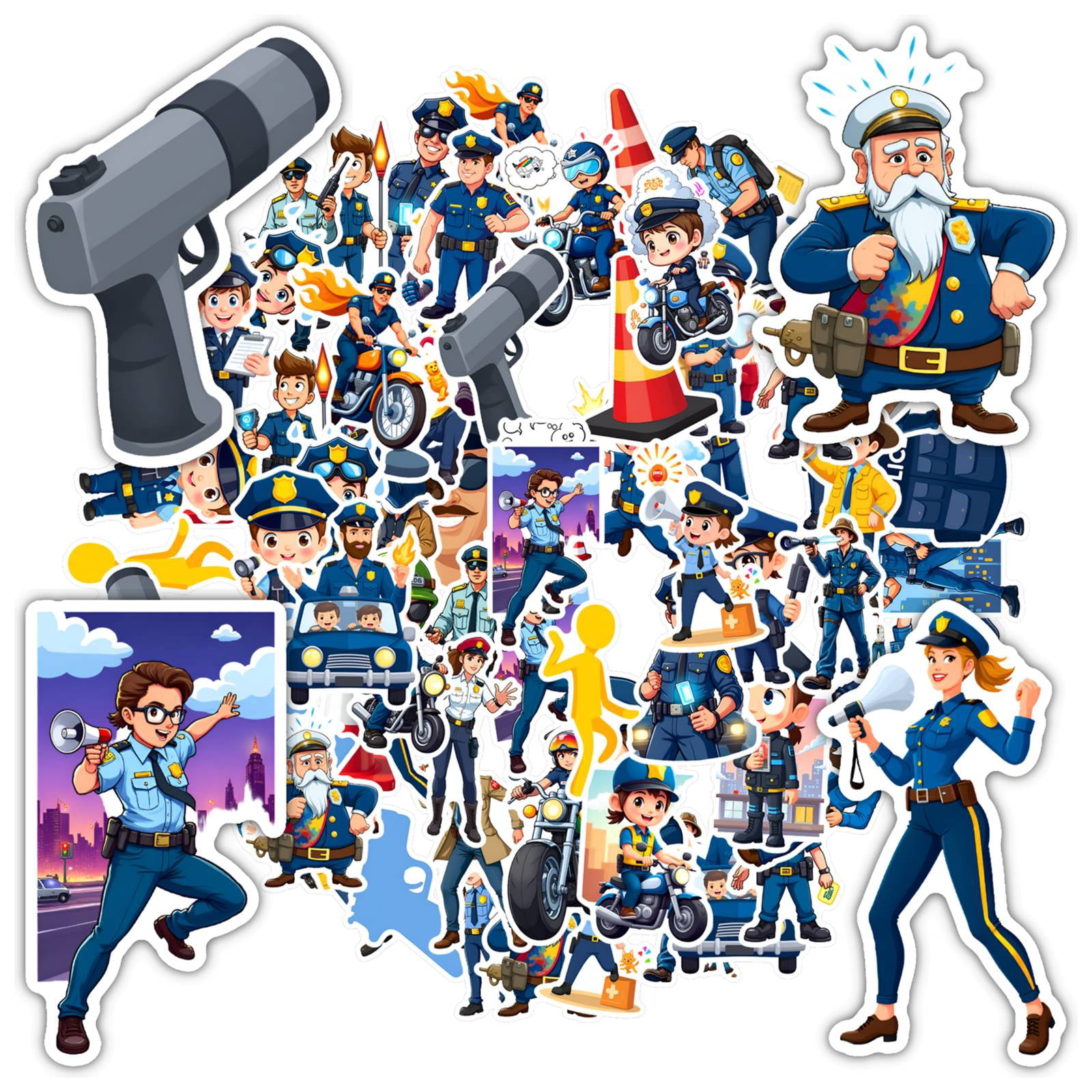 35pcs-50pcs Cartoon Stickers Police Stickers Funny Kids Stickers ...