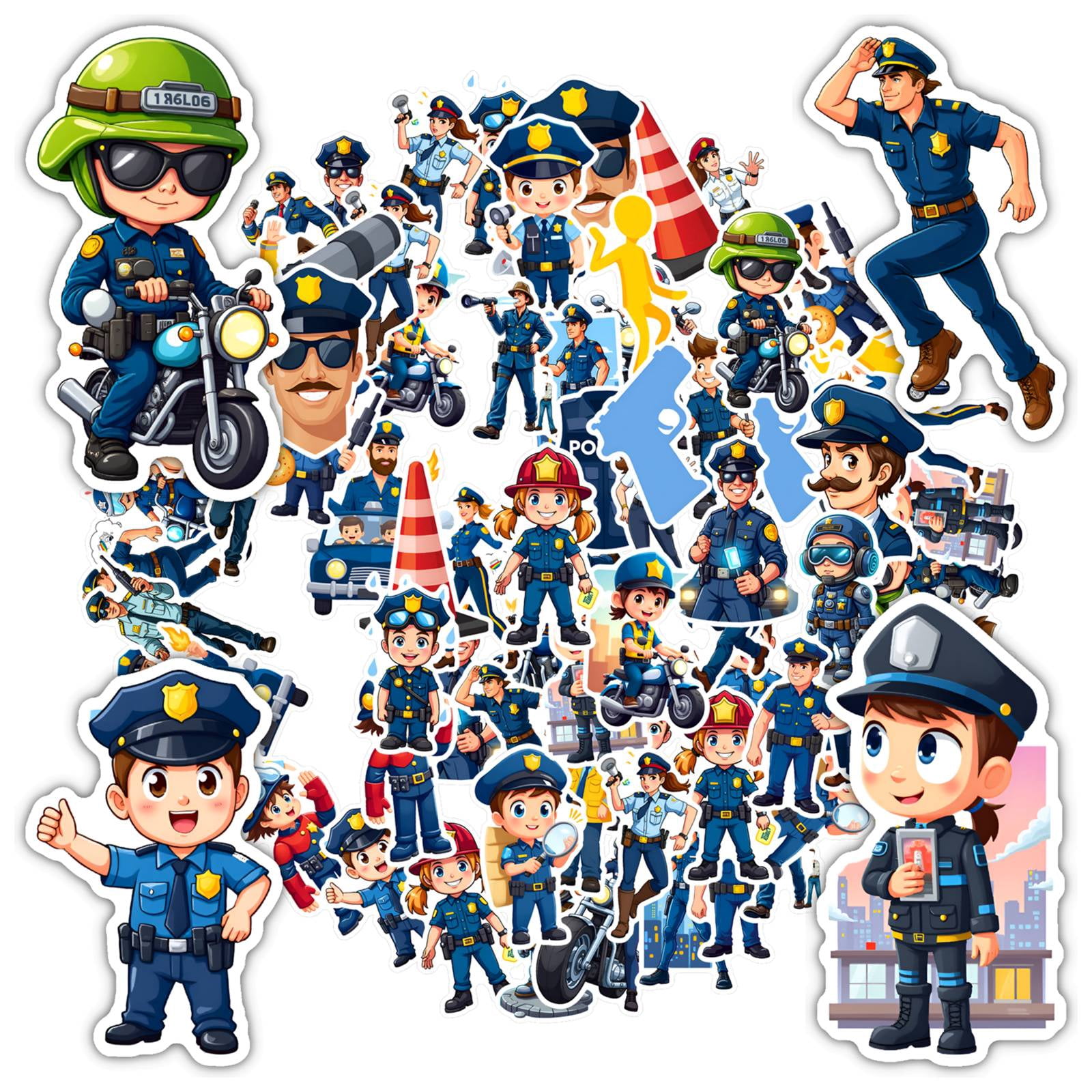 35pcs-50pcs Cartoon Stickers Police Stickers Funny Kids Stickers ...
