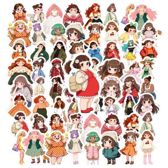 35pcs-50pcs Charming Fashion Stickers Cute Character Stickers Decals for Laptops Phones Notebooks