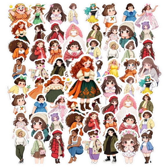35pcs-50pcs Charming Fashion Stickers Cute Character Stickers Decals for Laptops Phones Notebooks