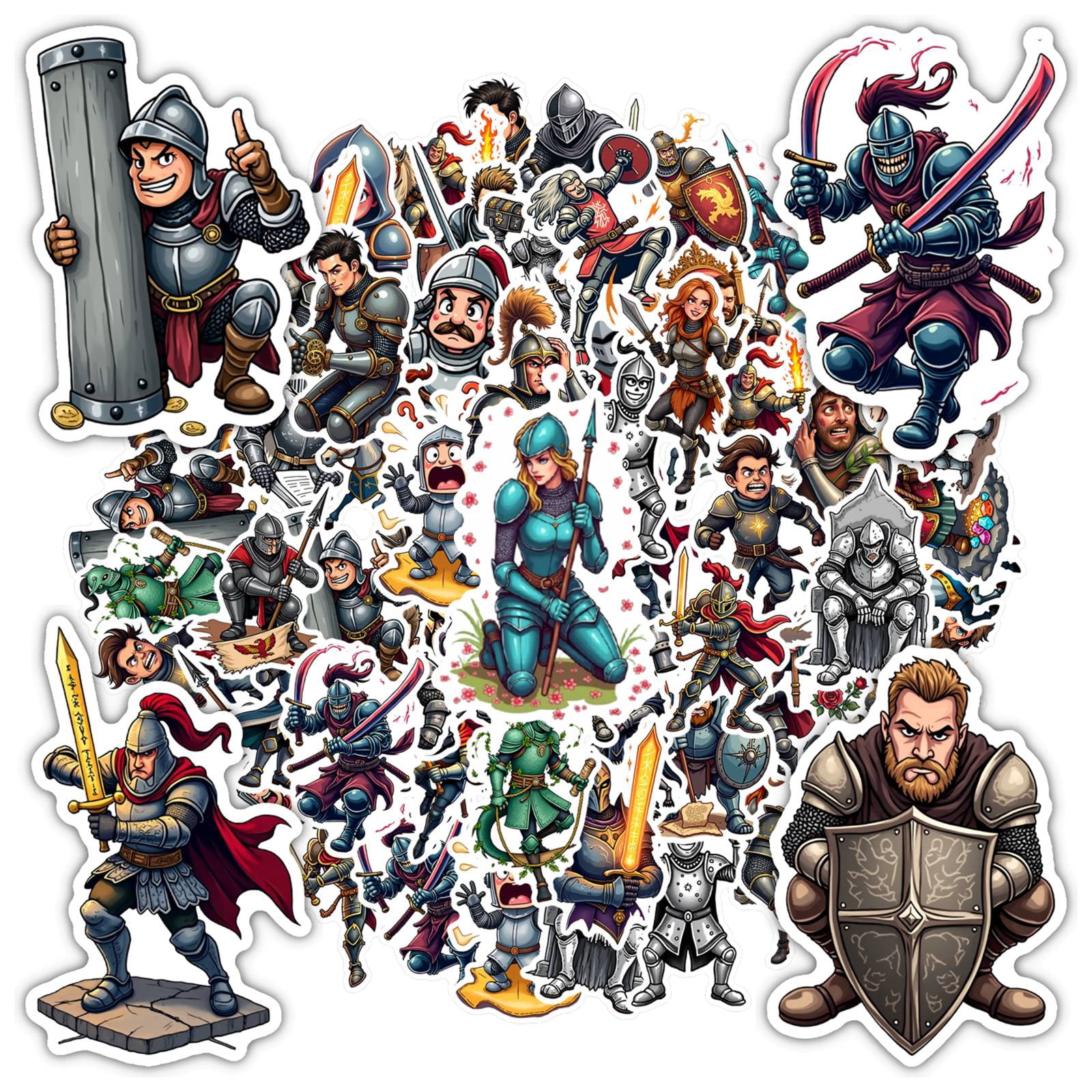 Knight Sticker Style 35pcs-50pcs Chivalrous Stickers Medieval Knight Stickers Fantasy ...