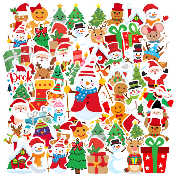 35pcs-50pcs Christmas Stickers Holiday Santa Claus Stickers Snowman Stickers for Laptops Notebooks Suitcases