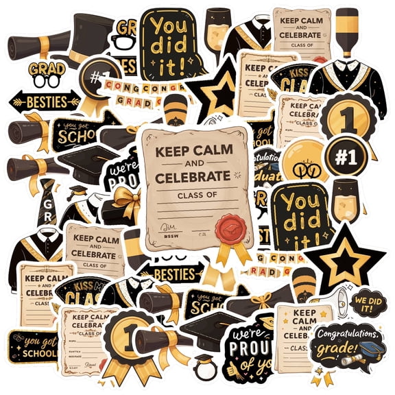 35pcs-50pcs Classic Stationery Stickers Graduation Teacher Reward Waterproof for Laptops Suitcase