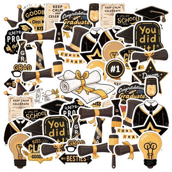 35pcs-50pcs Classic Stationery Stickers Graduation Teacher Reward Waterproof for Laptops Suitcase