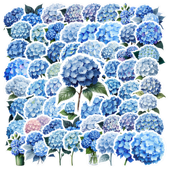 35pcs-50pcs Colorful Hydrangea Stationery Stickers Lovely Teacher Reward Stickers for Phone Laptop Guitar