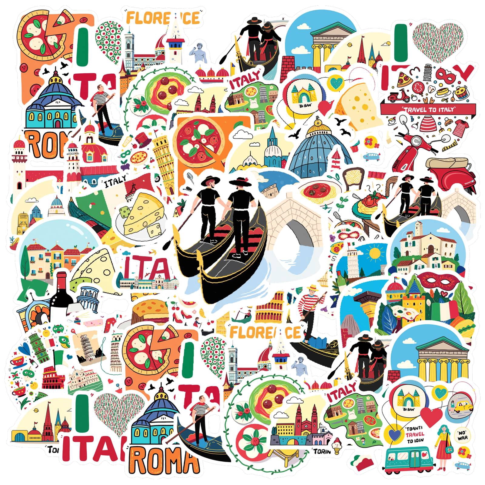 Italian Riviera Sticker 35pcs-50pcs Colorful Italy Stickers Food Travel Stickers Culture ...