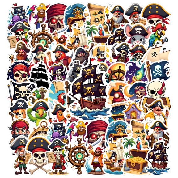 35pcs-50pcs Colorful Kids Stickers Pirate Animal Stickers Skull Pack for Luggage Phone Laptop