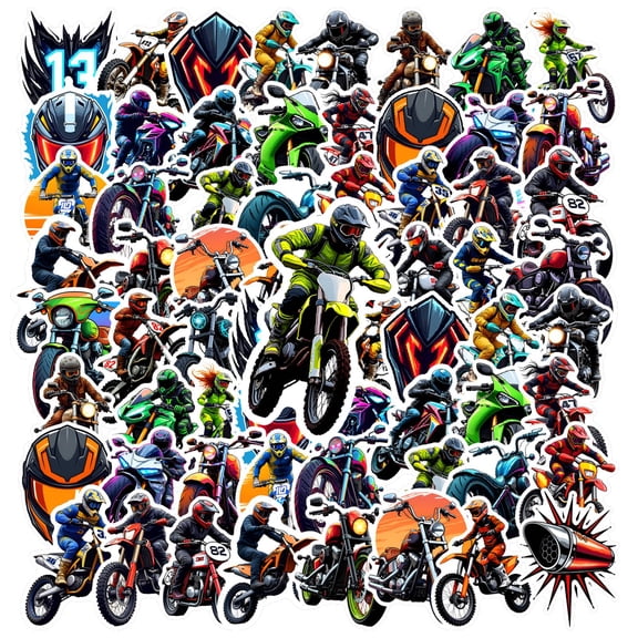 35pcs-50pcs Colorful Motorcycle Stickers Racing Bike Stickers Cool Helmet Decals for Laptops Notebooks Suitcases