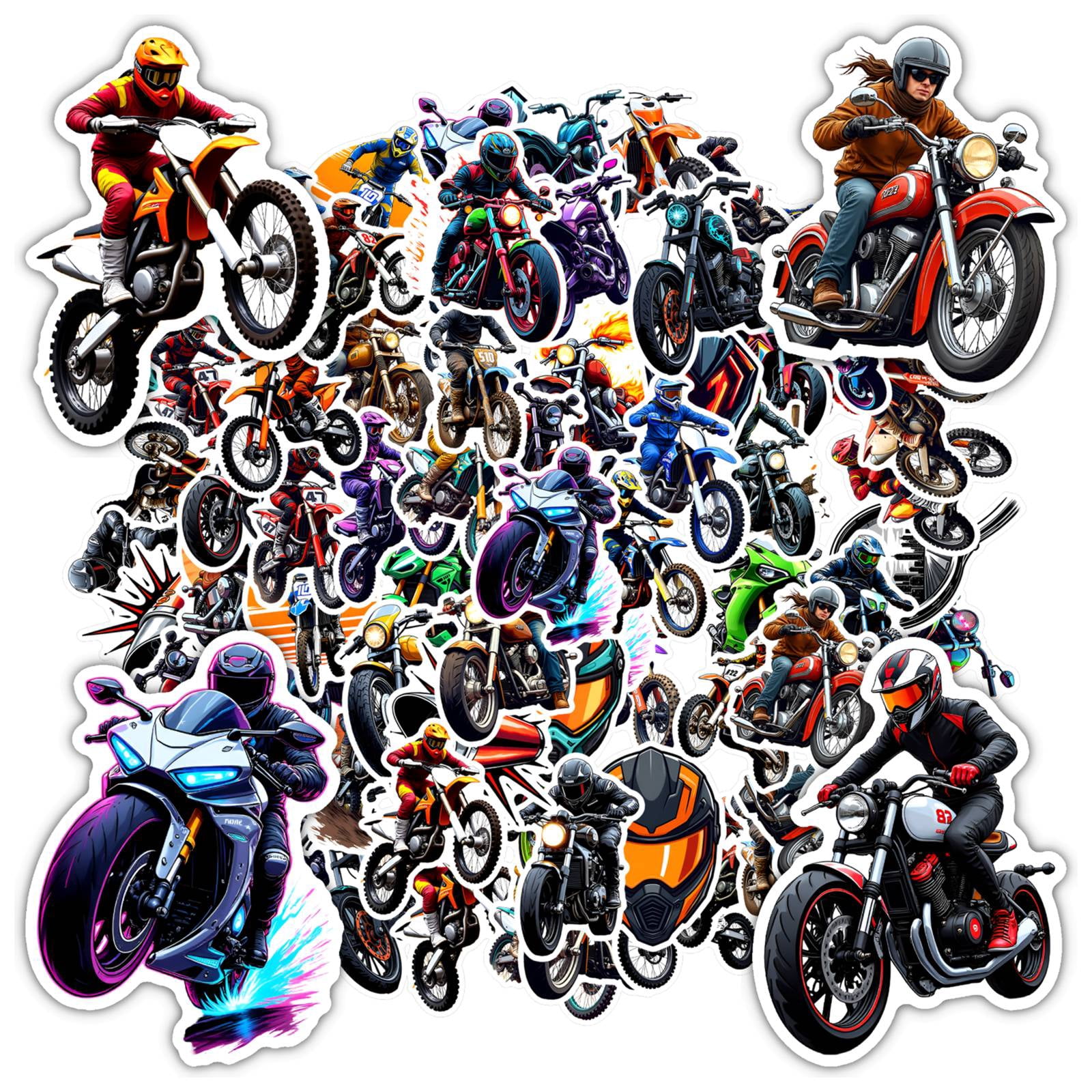 Trending Motorcycle Sticker 35pcs-50pcs Colorful Motorcycle Stickers Racing Bike Stickers Cool ...
