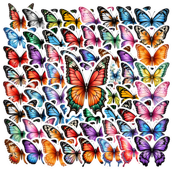 35pcs-50pcs Colorful PVC Decals Stationery Stickers Butterfly PVC Stickers Kids Stickers for Suitcase Laptop