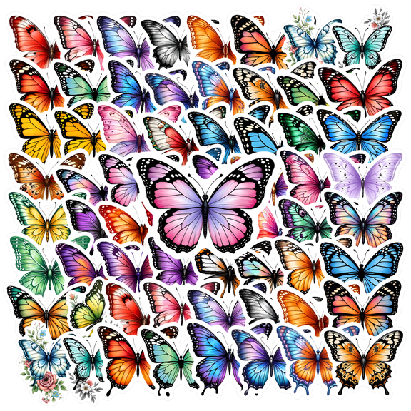 35pcs-50pcs Colorful PVC Decals Stationery Stickers Butterfly PVC Stickers Kids Stickers for Suitcase Laptop