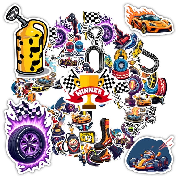 35pcs-50pcs Colorful Racing Stickers Cartoon Motorsport Stickers Trophy Speed Stickers for Suitcase Laptop Car