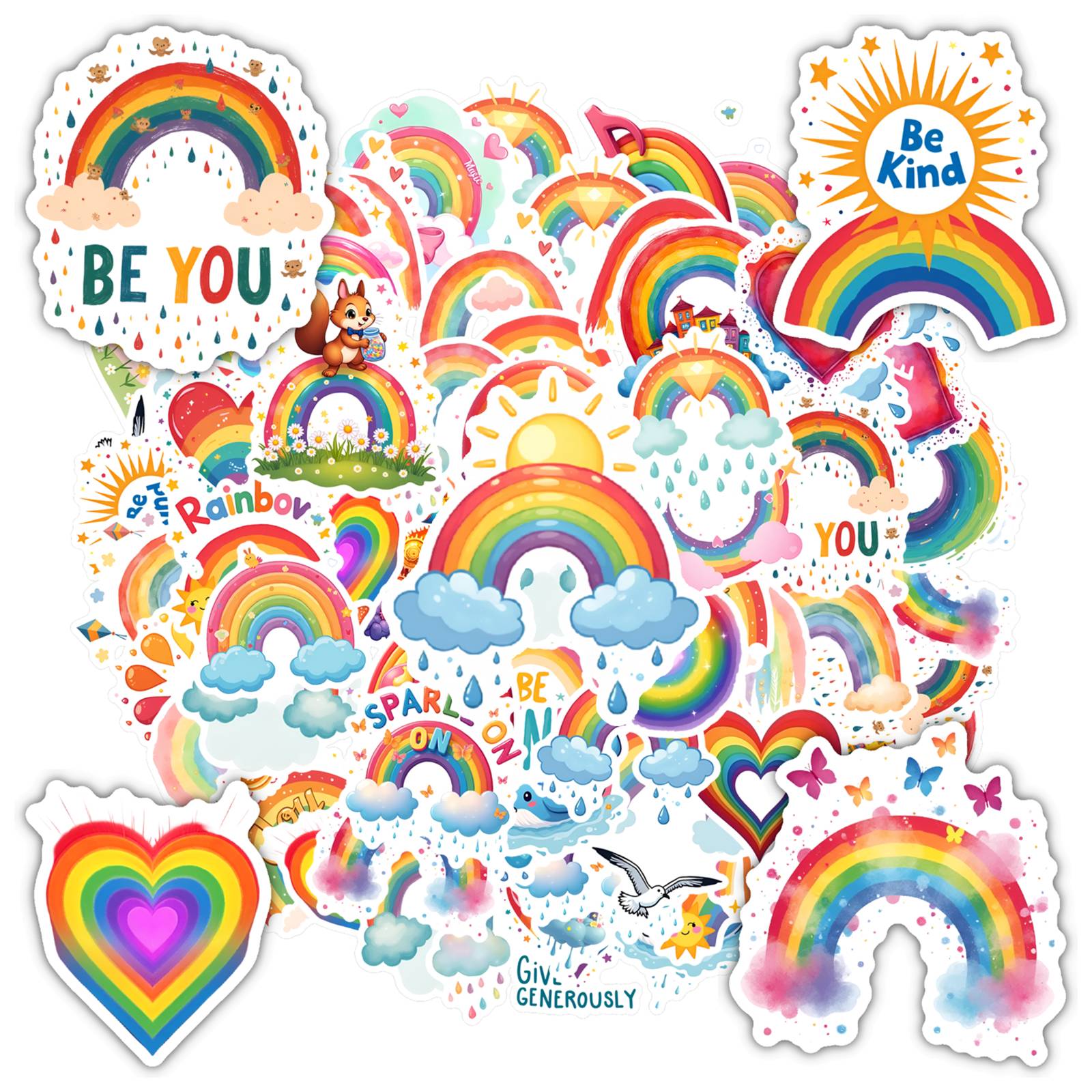 35pcs-50pcs Colorful Stationery Stickers Heart Kids Stickers Cute ...