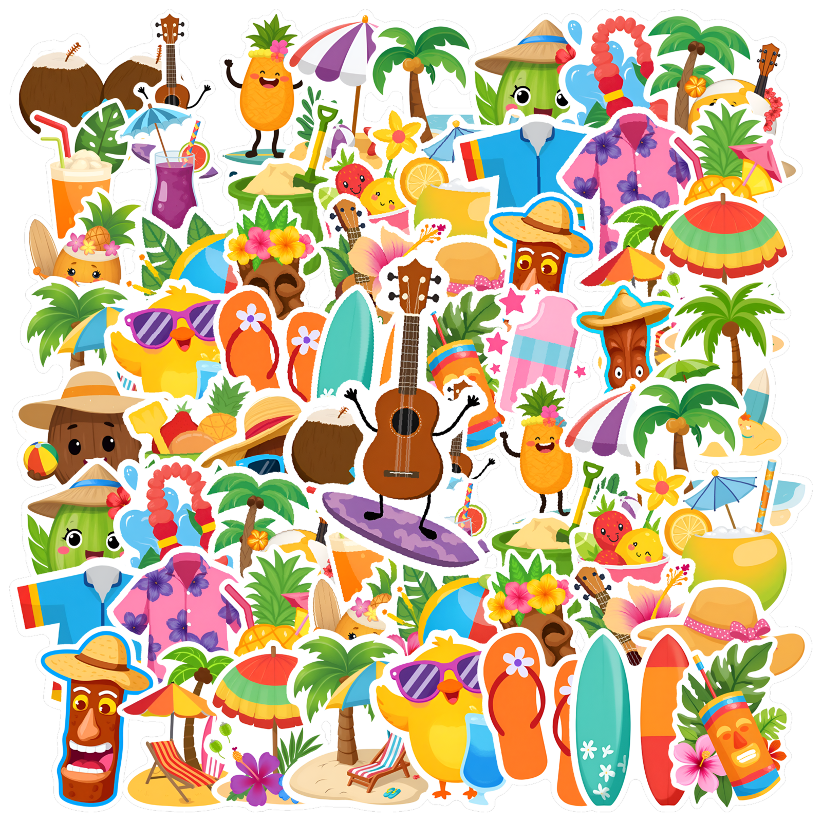 35pcs-50pcs Colorful Stationery Stickers Tropical Teacher Reward ...