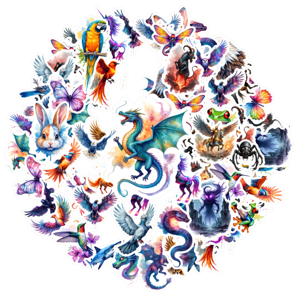 35pcs-50pcs Colorful Stickers Animal Stickers Decorative Stickers Waterproof Stickers for Laptops Notebooks Suitcases