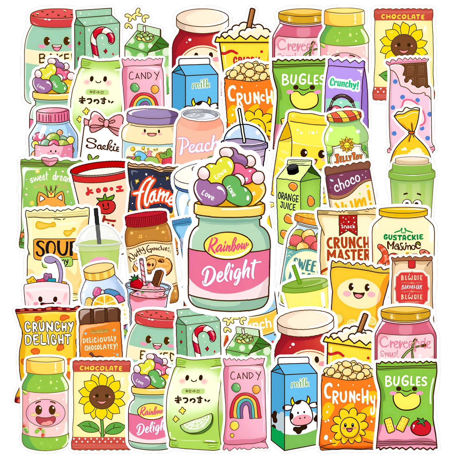 35pcs-50pcs Colorful Stickers Food Cute Stickers Character DIY Stickers ...