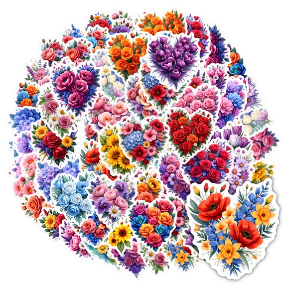 35pcs-50pcs Colorful Stickers Kids Stickers Heart Flower Stickers Stationery Stickers for Laptops Luggage Notebooks
